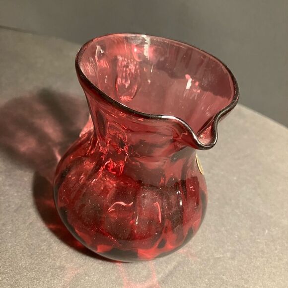 Pilgrim Glass Vintage Cranberry Glass Pitcher - Picture 4 of 11